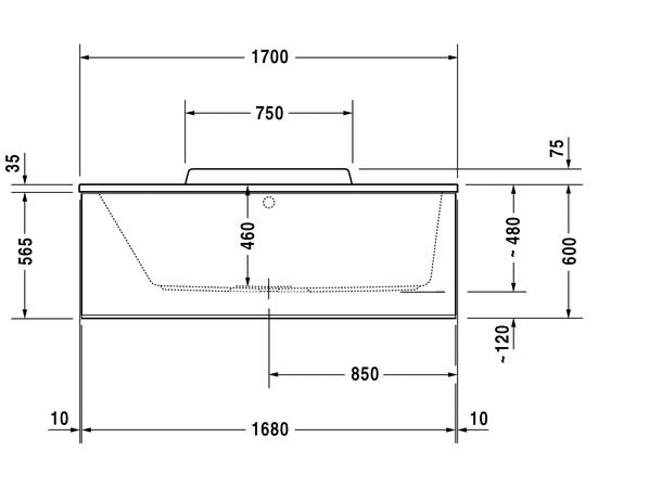 Badekar Duravit DuraStyle 170x70cm venstre hvit