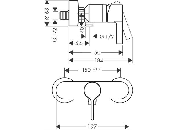 Dusjbatteri Hansgrohe Metris S Krom