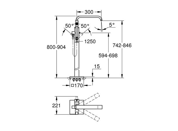 Grohe Allure Badekarbatteri frittstående 1-greps - Krom -