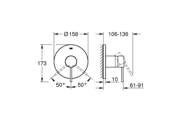 Grohe Essence Innbygging dusjbatteri - Krom -