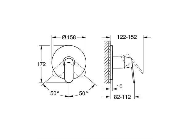 Grohe Eurosmart Cosmopolitan Innbygging dusjbatteri - Krom -