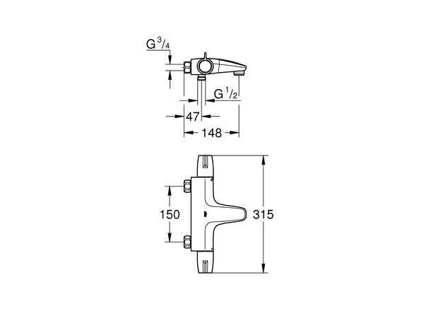 Grohe Kar-/dusjbatteri Grohtherm Special med termostat - Krom -