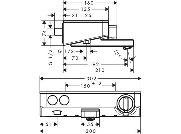 Hansgrohe ShowerTablet Select 300 Kar-/dusjtermostat - Krom/hvit -