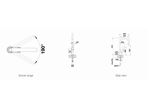 Kjøkkenbatteri Blanco Carena-S Vario Med uttrekkbar tut Krom