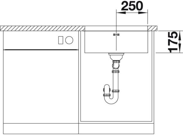 Kjøkkenvask Blanco Supra 500-U Rustfrittstål - 53x43cm - Børstet stål