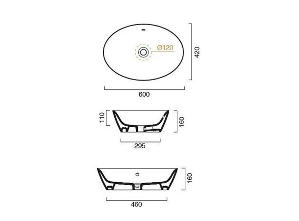 Toppmontert servant Catalano Velis 60x42 cm - Hvit - Cataglaze