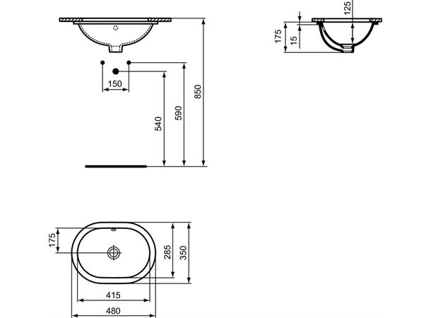 Underlimt Servant Ideal Standard Connect 41.5 x 28.5 cm - hvit