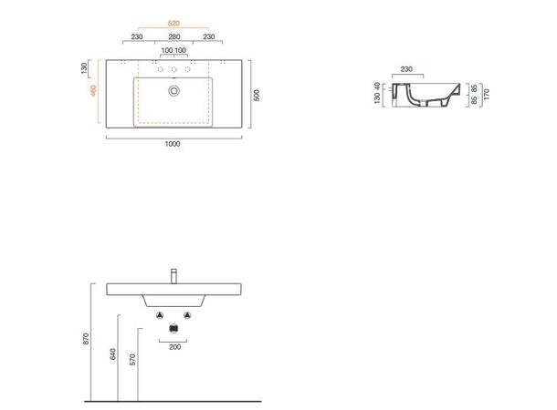 Vegghengt servant Catalano Zero 100x50 cm - Hvit - Cataglaze