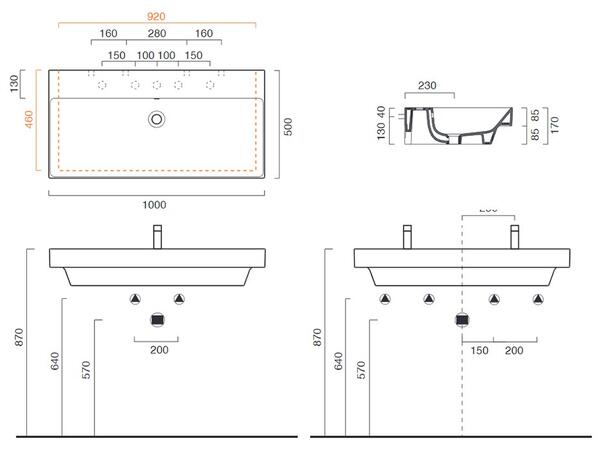 Vegghengt servant Catalano Zero 100x50 cm - Hvit - Cataglaze