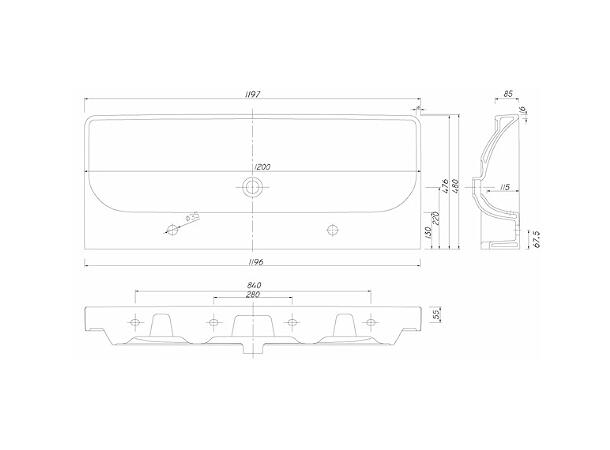 Vegghengt servant Kolo Traffic 120x48 cm - Hvit