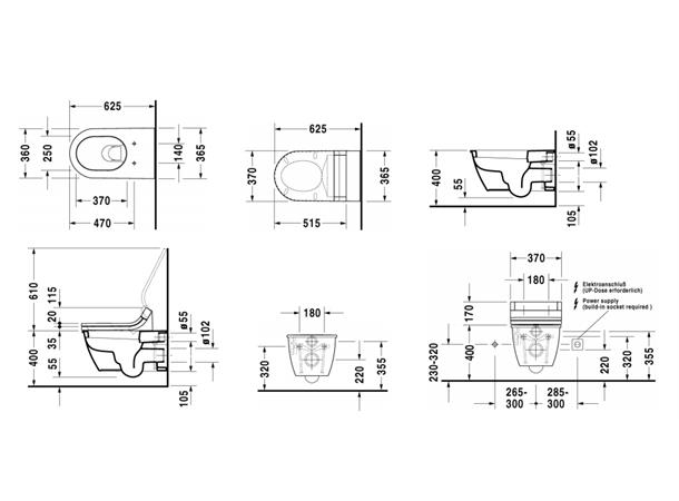 Vegghengt toalett Duravit Darling New WonderGliss hvit