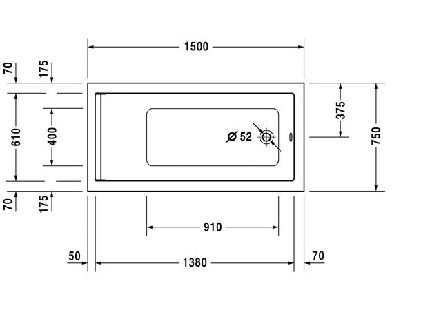 Badekar Duravit Starck 150x75cm hvit