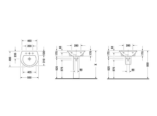 Duravit Darling New Vegghengt Servant - 1 kranhull - 55x48cm - WonderGliss