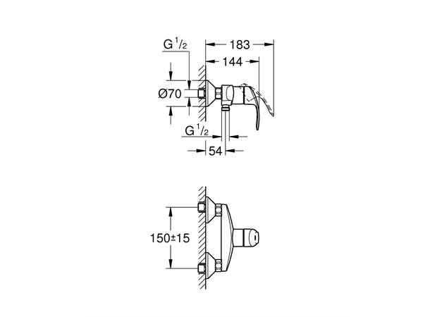 Dusjbatteri Grohe Eurosmart Krom