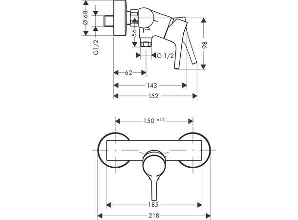 Dusjbatteri Hansgrohe Talis S Krom