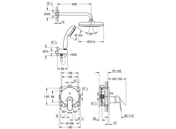 Dusjpakke Grohe Eurosmart Cosmopolitan Krom