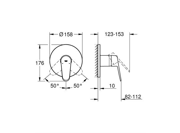 Grohe Eurodisc Cosmopolitan Innbygging dusjbatteri - Krom -