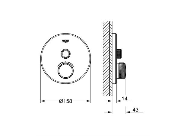 Grohe Grohtherm SmartControl M/termostat Innbygging dusjbatteri - Hvit -