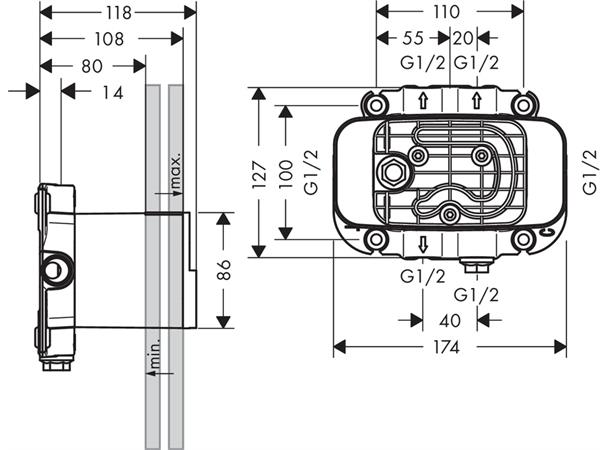 Innbyggingsdel Axor One til termostatmodul