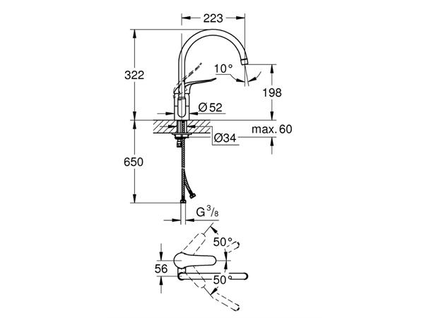 Kjøkkenbatteri Grohe Euroeco Special krom