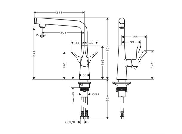 Kjøkkenbatteri Hansgrohe Metris Select Krom