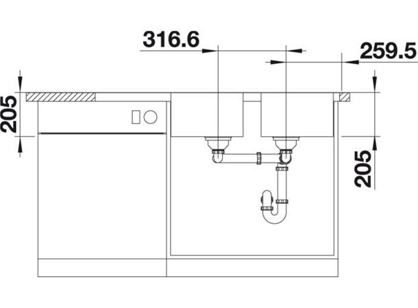 Kjøkkenvask Blanco Lemis 8 S-IF Rustfrittstål - 116x50cm - Børstet stål