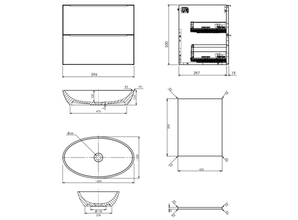 Servant Omnires OmniDream med underskap - 60 cm - Hvit glans