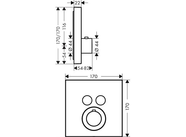 Termostatbatteri Axor ShowerSelect Til innbygging - Krom -