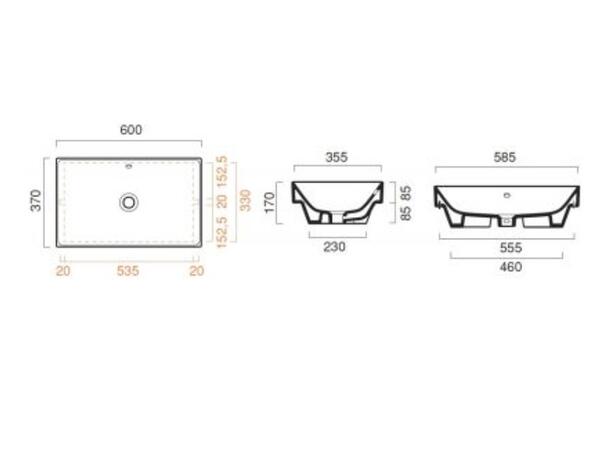 Toppmontert servant Catalano Verso 60x37 cm - Hvit - Cataglaze