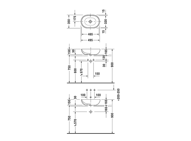 Toppmontert servant Duravit Foster 49.5x35 cm - Hvit - WonderGliss