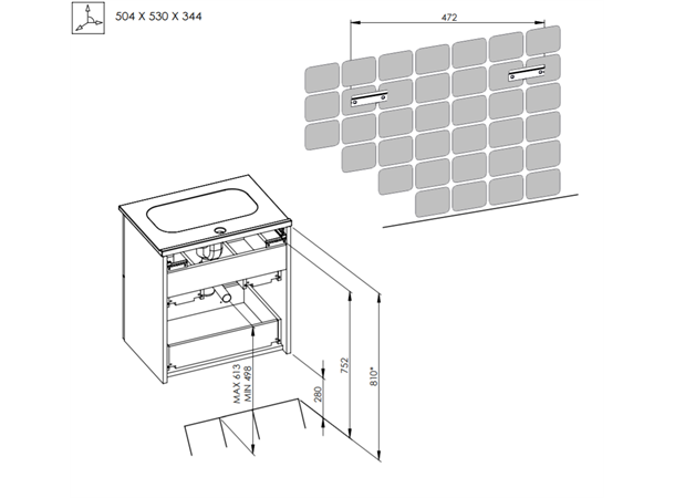 Underskap med servant Elita Street Plus - 50 cm - Eik craft