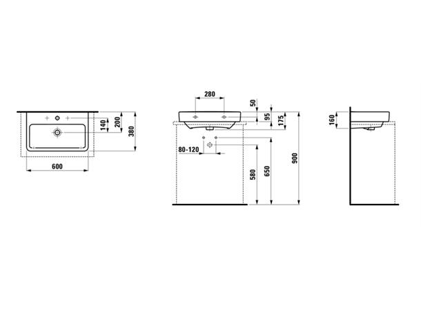 Vegghengt Servant Laufen Pro-S - 60x38cm - Hvit