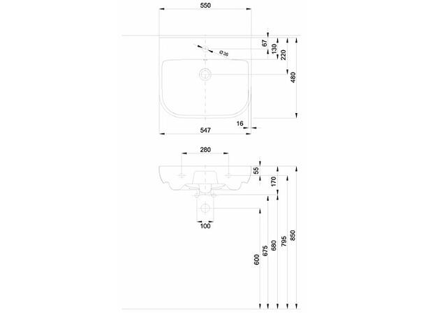 Vegghengt servant Kolo Traffic 55x48 cm - Reflex - Hvit