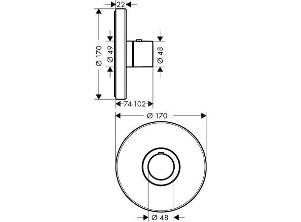 Axor ShowerSelect HighFlow m/ termostat Innbygging dusjbatteri - Krom -