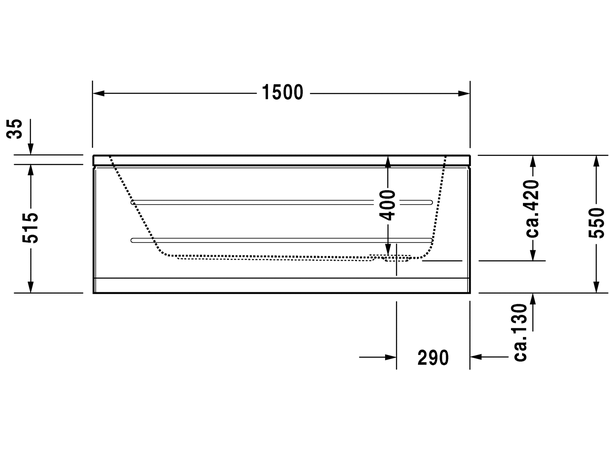 Badekar Duravit D-Code 150x75cm hvit