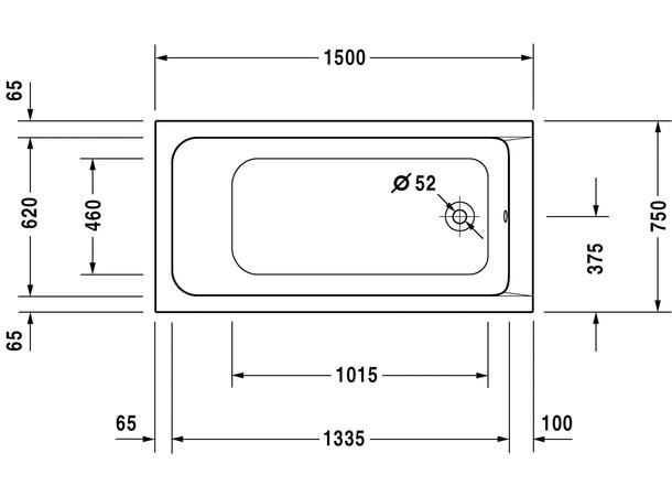 Badekar Duravit D-Code 150x75cm hvit