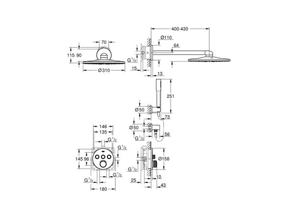 Dusjpakke Grohe Grohtherm SmartControl Med termostat krom