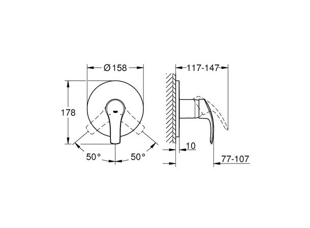 Grohe Eurosmart Innbygging dusjbatteri - Krom -