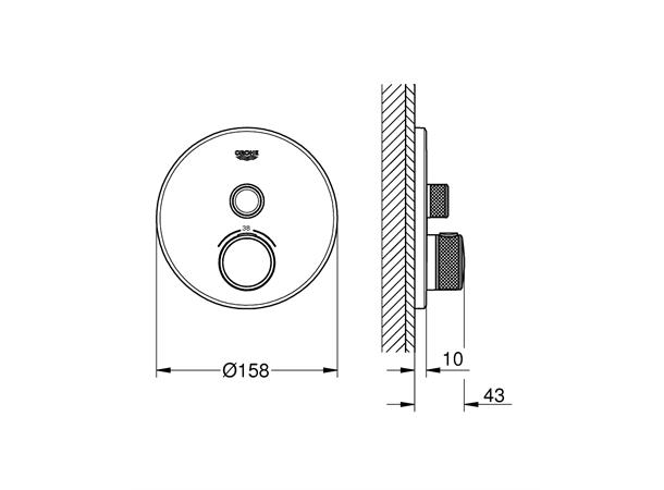 Grohe Grohtherm SmartControl m/termostat Innbygging dusjbatteri - Krom -