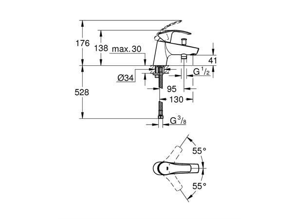 Grohe Kar-/dusjbatteri Eurosmart - Krom -