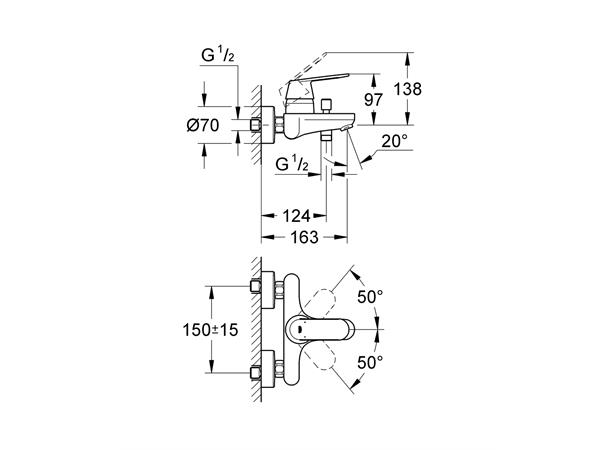 Grohe Kar-/dusjbatteri Eurosmart Cosmopolitan - Krom -