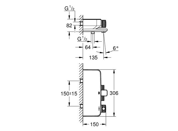 Grohe Kar-/dusjbatteri Grohtherm SmartControl med termostat - Krom -