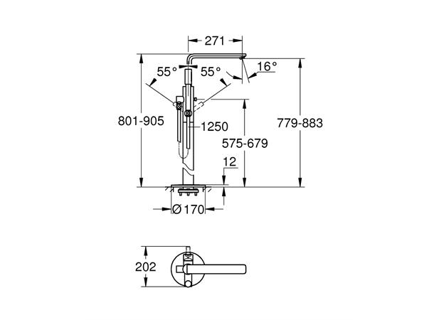 Grohe Lineare Badekarbatteri fristående 1-greps - Krom -