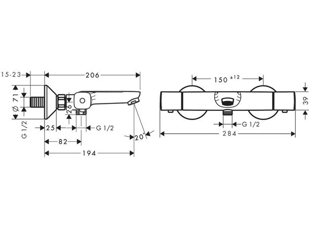 Hansgrohe Ecostat Universal Kar-/dusjtermostat - Krom -