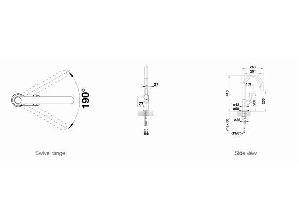 Kjøkkenbatteri Blanco Carena-S Vario Med uttrekkbar tut Hvit / Krom