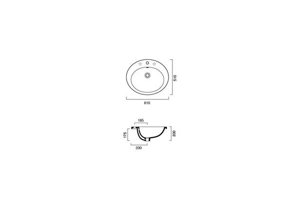 Nedfelt servant Catalano Incasso 61x51 cm - Hvit - Cataglaze