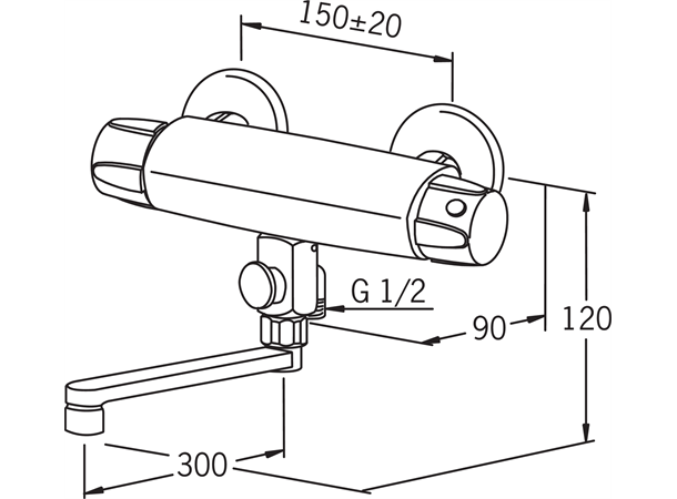 Oras Badekarbatteri  Nova Med termostat - Krom -