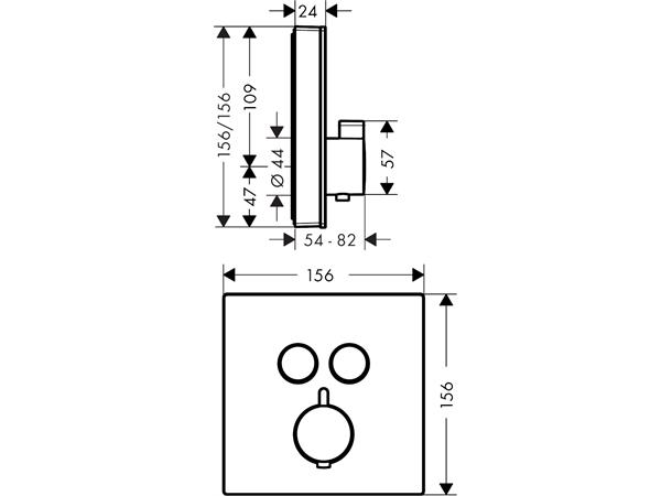 Termostatbatteri Hansgrohe Shower Select Glass t/ innbygging Krom/hvit