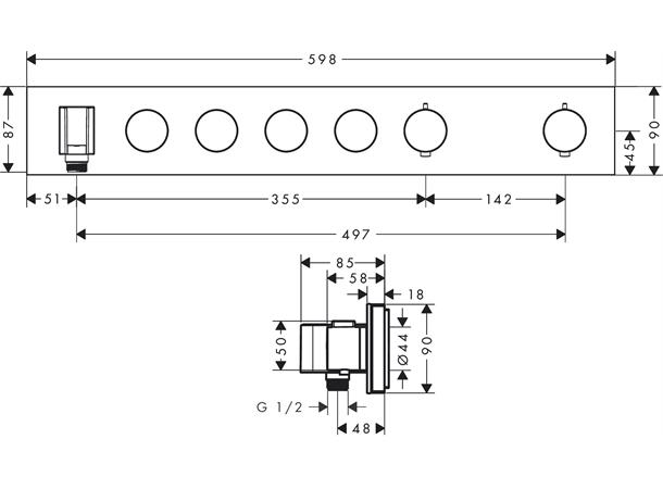 Termostatmodul Axor ShowerSolutions Til innbygging 600/90 - Krom -