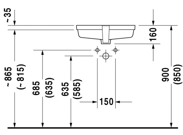 Underlimt Servant Duravit Vero WonderGliss - 48.5 x 31.5 cm - hvit